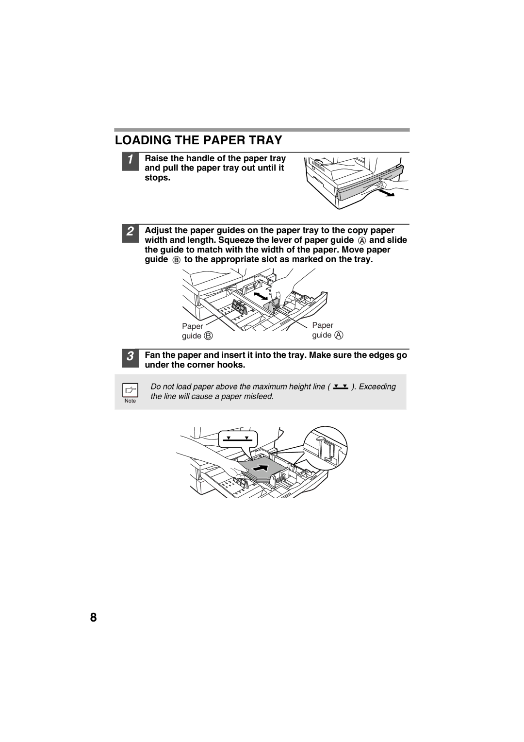 Sharp AR-153E, AR-157E operation manual Loading the Paper Tray 