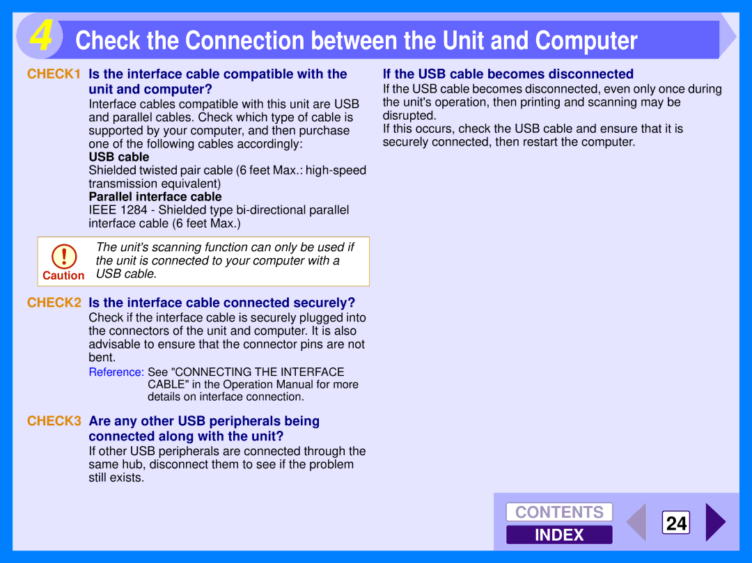 Sharp AR-153E, AR-157E operation manual Check the Connection between the Unit and Computer, Parallel interface cable 