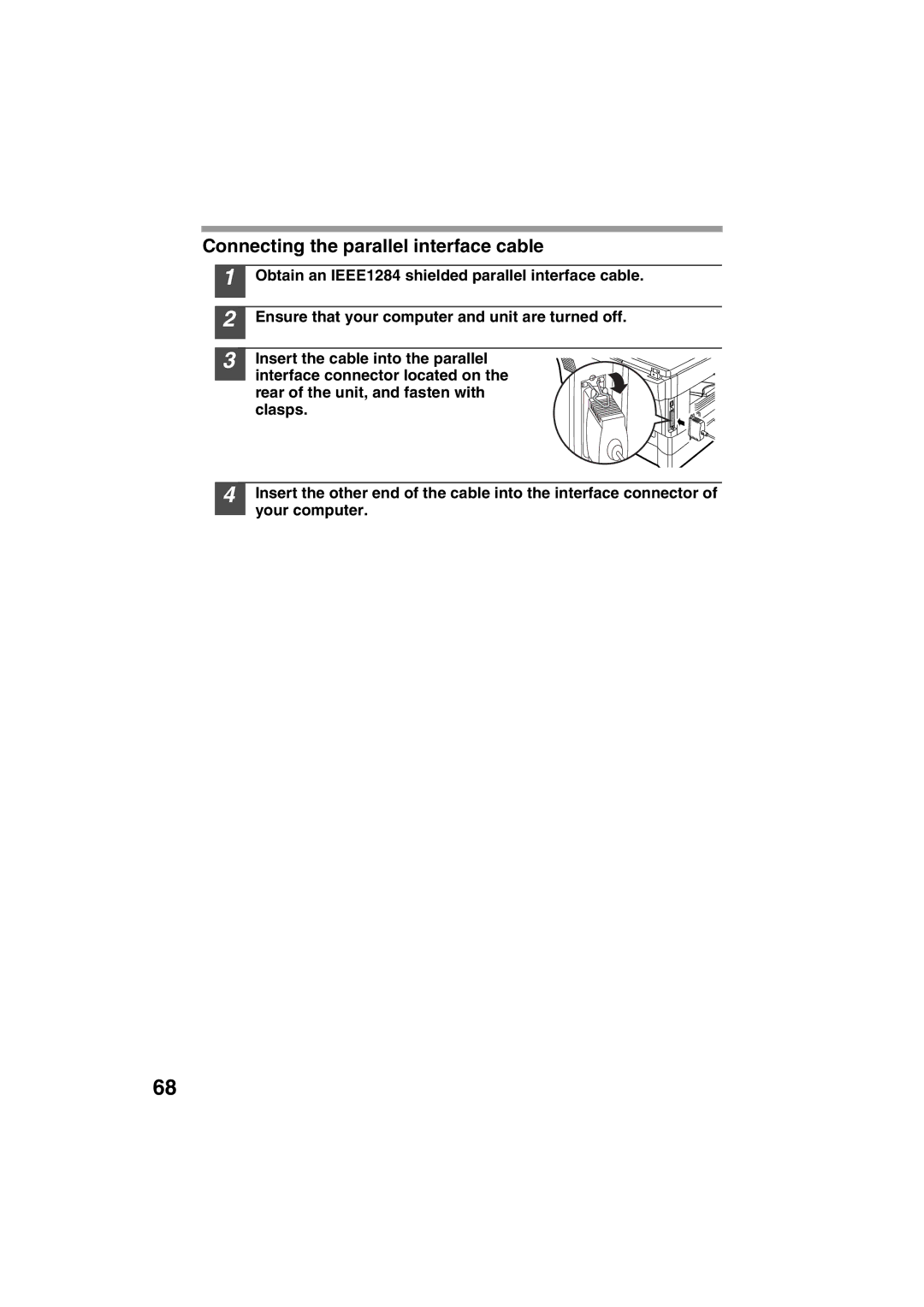 Sharp AR-153E, AR-157E operation manual Connecting the parallel interface cable 