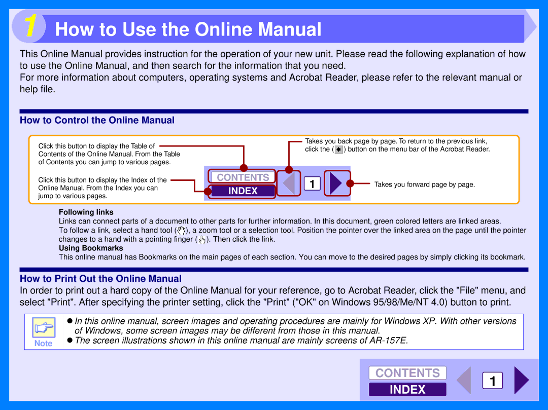 Sharp AR-157E, AR-153E operation manual How to Use the Online Manual, How to Control the Online Manual 