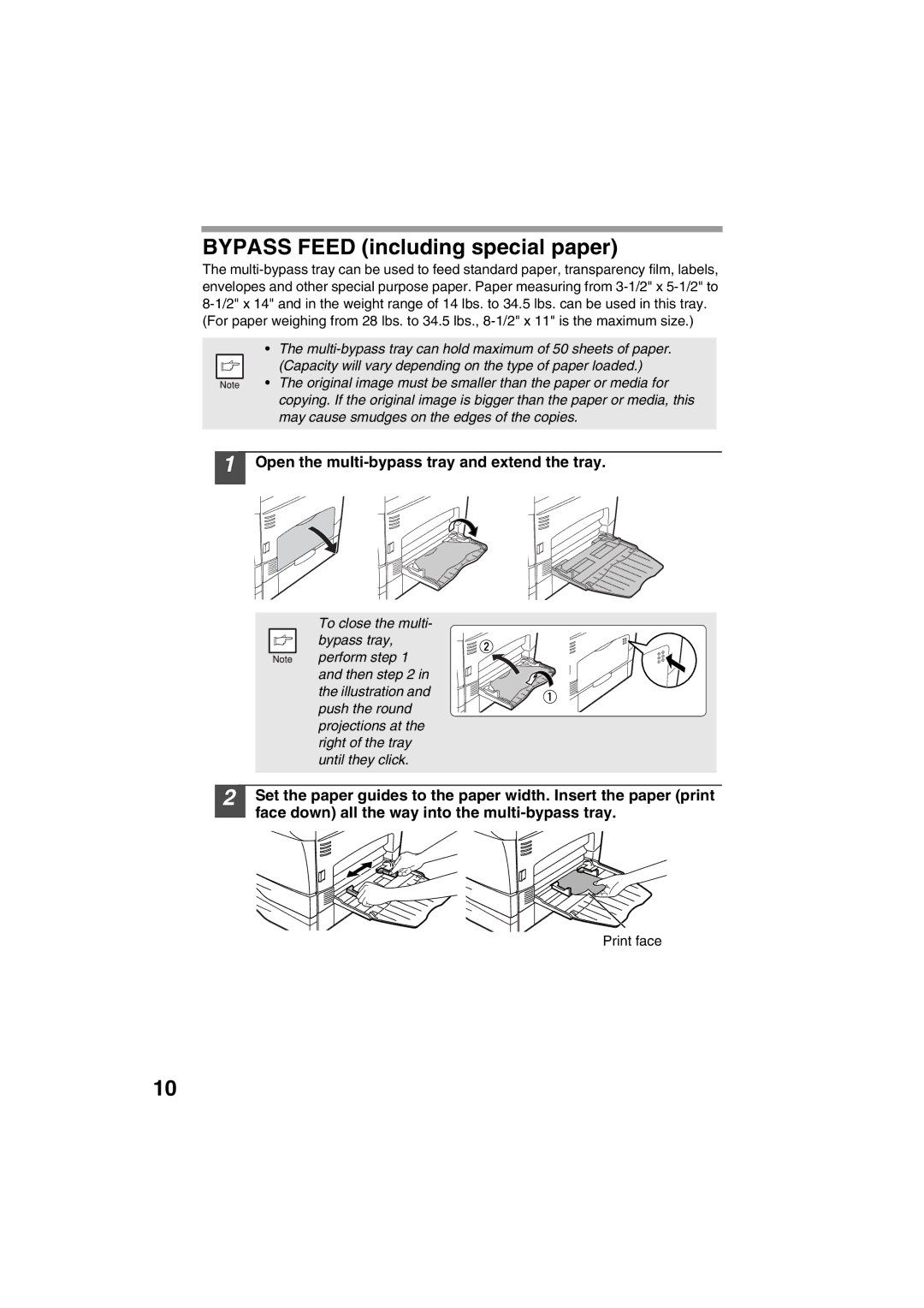 Sharp AR-153E, AR-157E operation manual Bypass Feed including special paper, Open the multi-bypass tray and extend the tray 