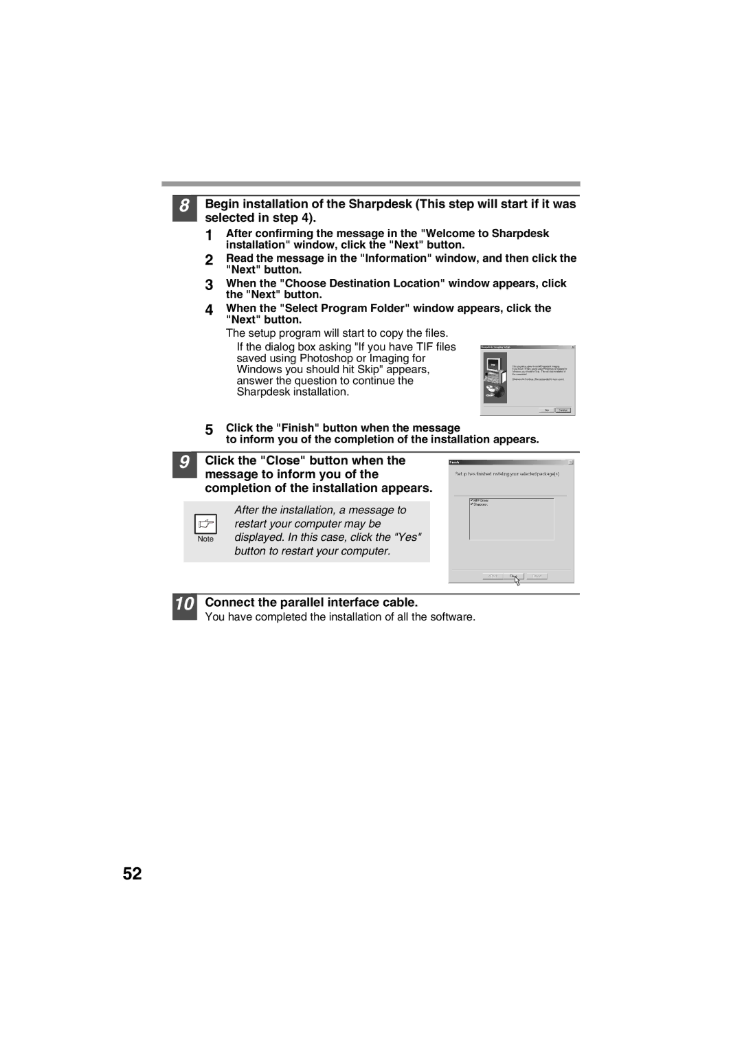 Sharp AR-153E, AR-157E operation manual Connect the parallel interface cable 