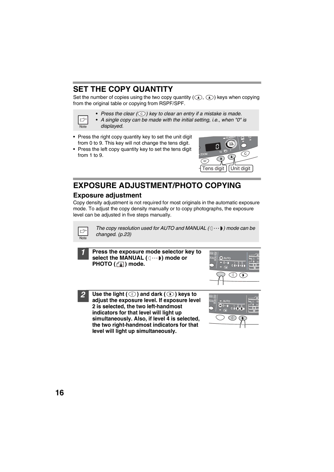 Sharp AR-153E, AR-157E operation manual SET the Copy Quantity, Exposure ADJUSTMENT/PHOTO Copying, Exposure adjustment 