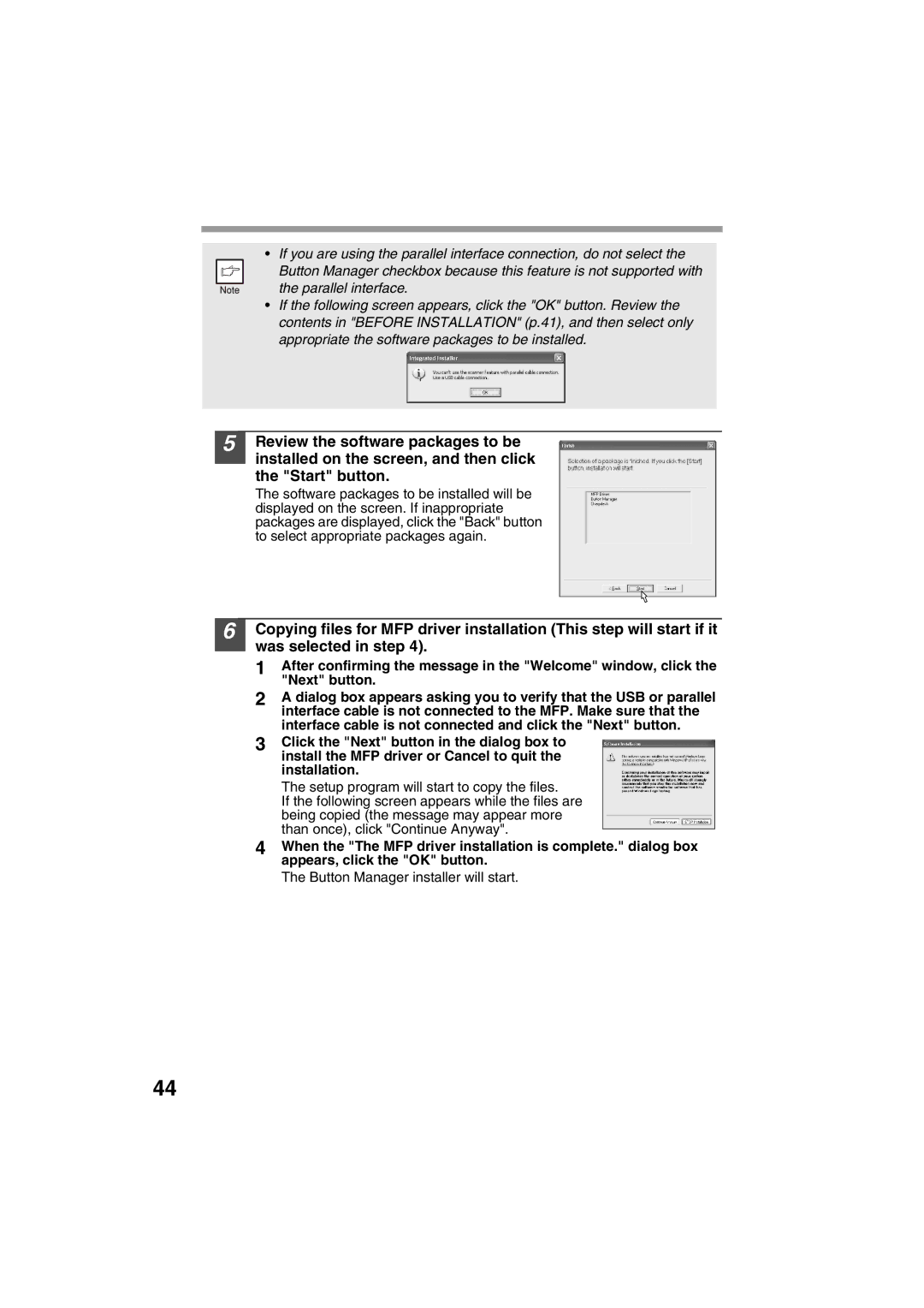 Sharp AR-153E, AR-157E operation manual Button Manager installer will start 