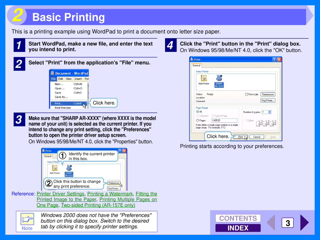 Sharp AR-157E, AR-153E operation manual Basic Printing, Click here 