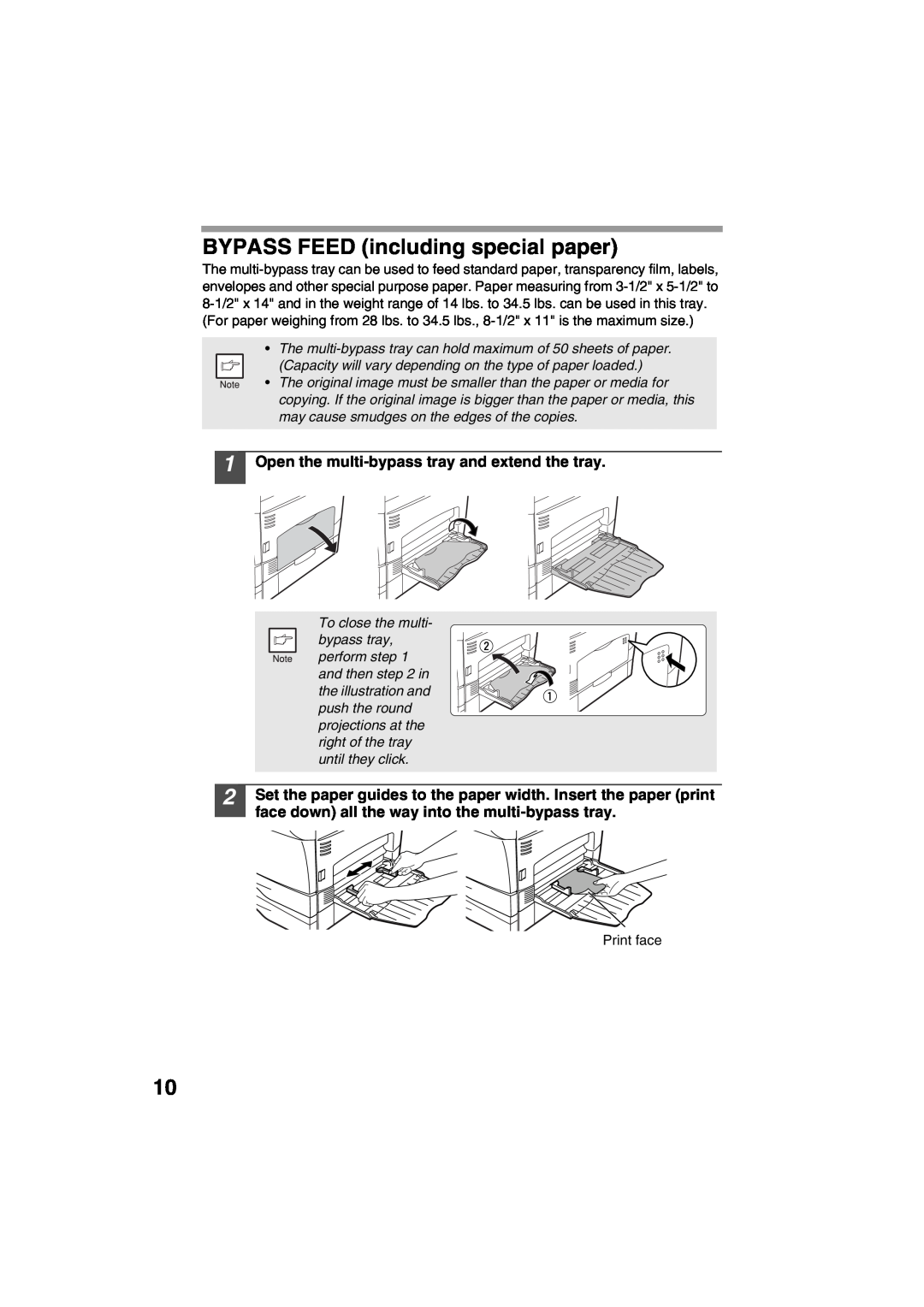 Sharp AR-153E, AR-157E operation manual BYPASS FEED including special paper, Open the multi-bypass tray and extend the tray 