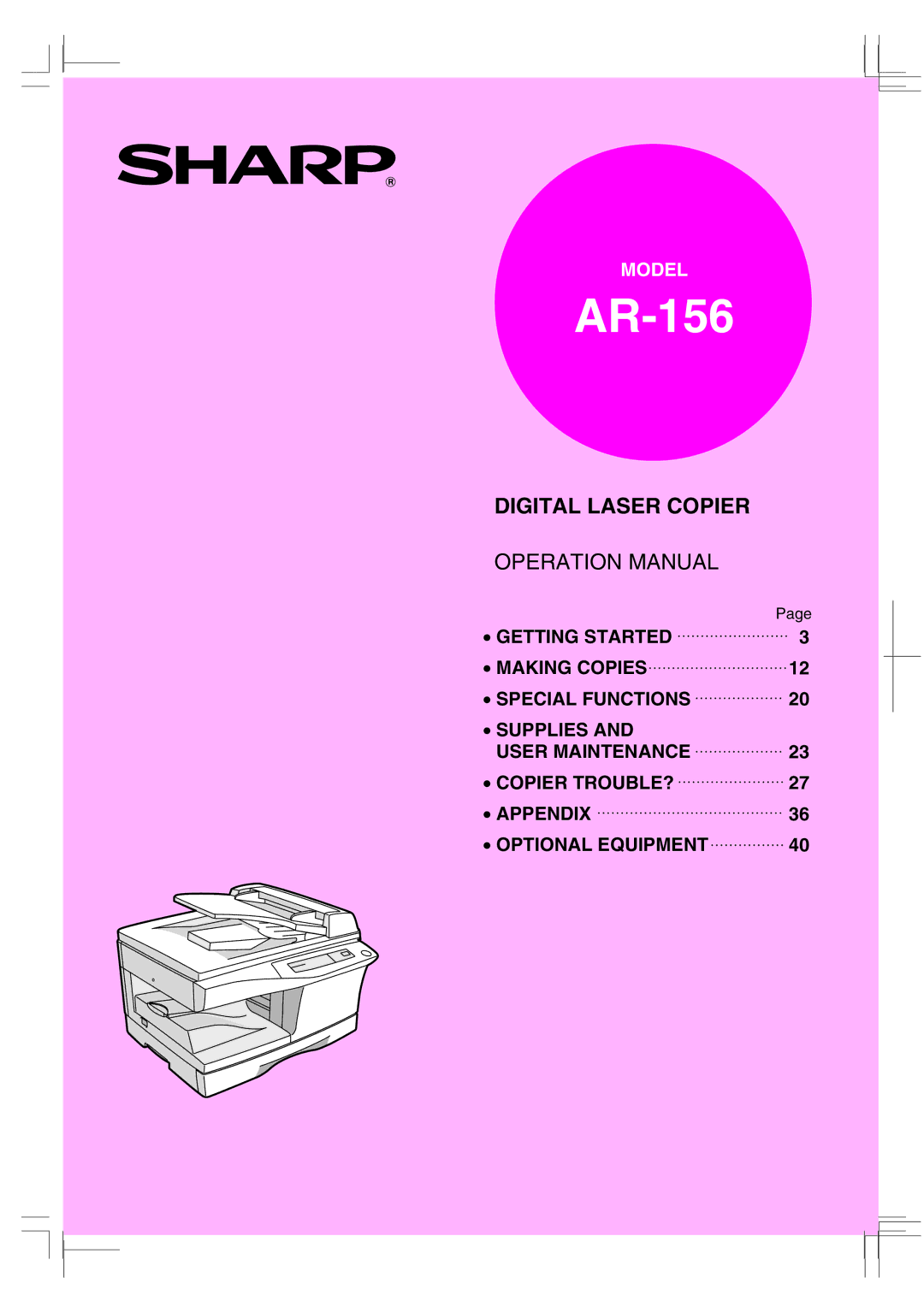 Sharp AR-156 appendix 