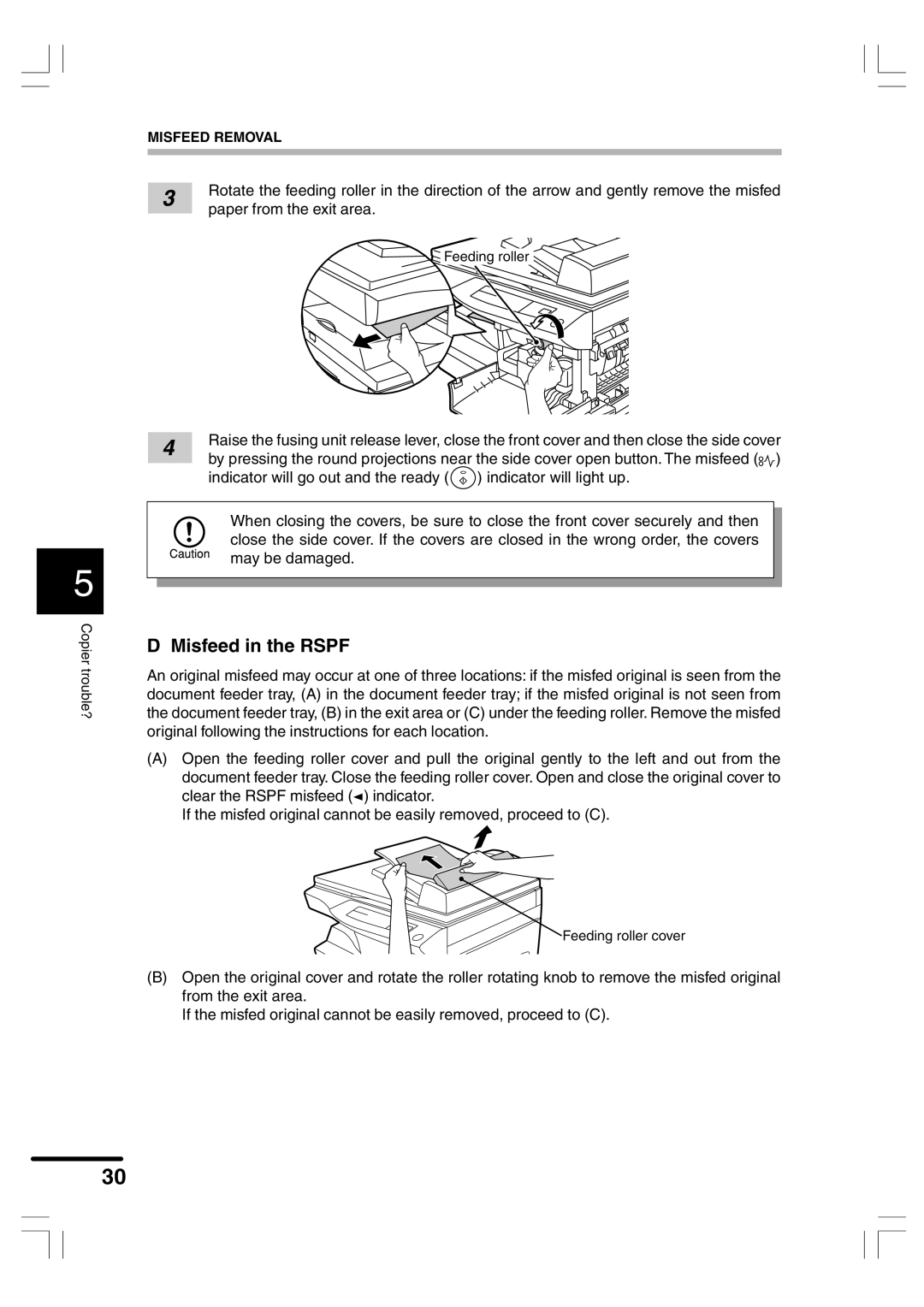 Sharp AR-156 appendix Misfeed in the Rspf 