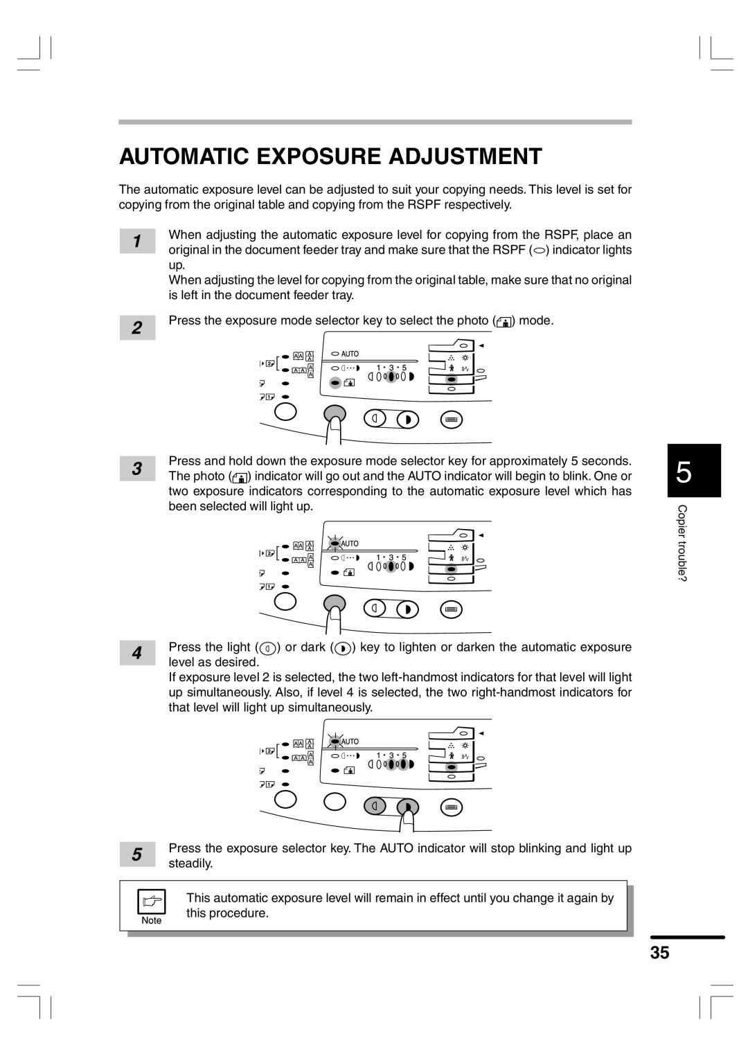 Sharp AR-156 appendix Automatic Exposure Adjustment 