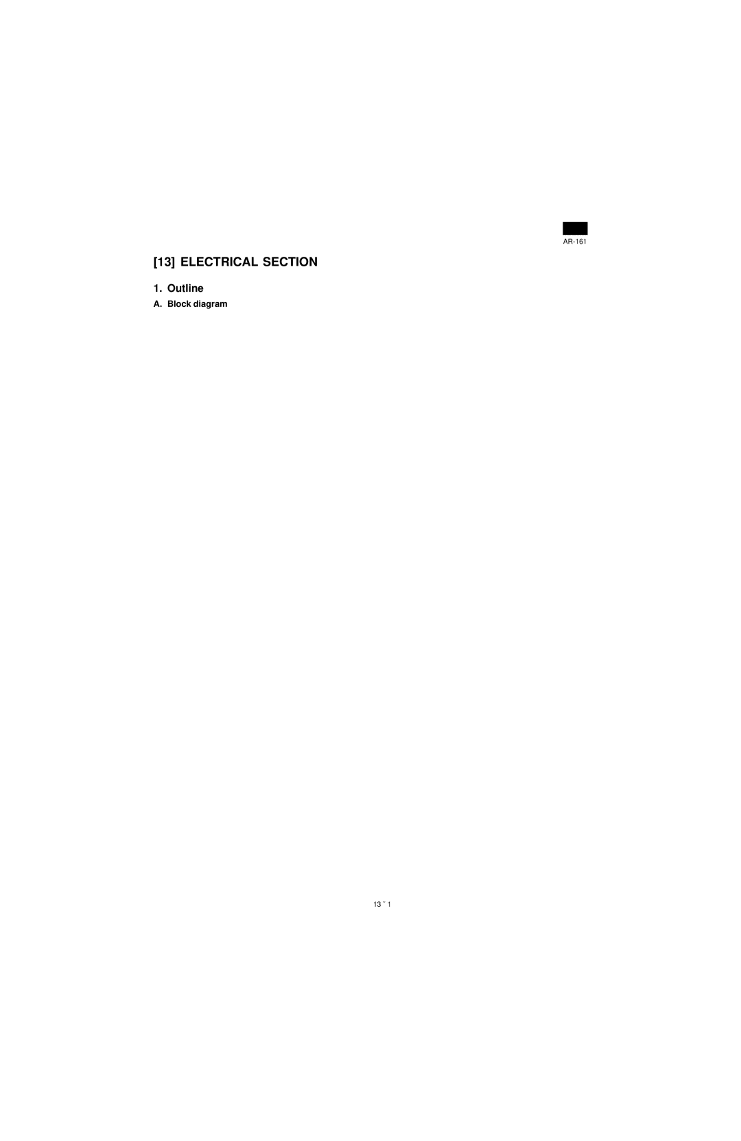 Sharp AR-161, AR-160 specifications Electrical Section, Outline, Block diagram 