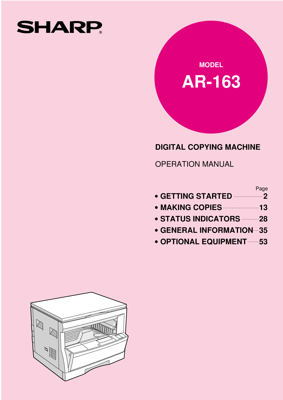 Sharp AR-163, AR-162 operation manual 