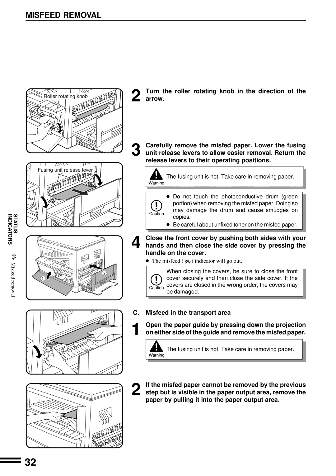 Sharp AR-162, AR-163 operation manual Turn the roller rotating knob in the direction Arrow 