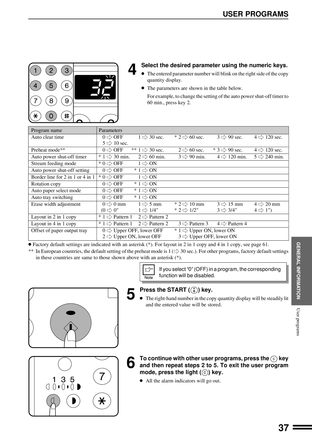 Sharp AR-163, AR-162 operation manual Select the desired parameter using the numeric keys, Off 