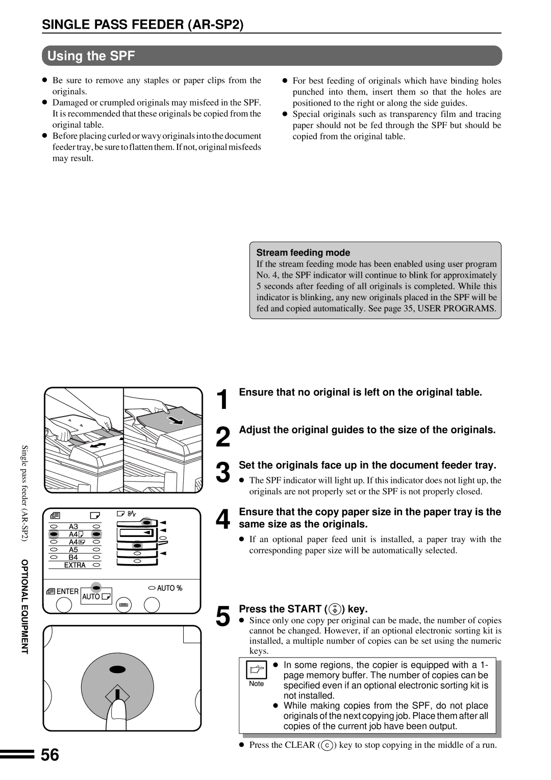 Sharp AR-162, AR-163 operation manual Single Pass Feeder AR-SP2, Using the SPF 