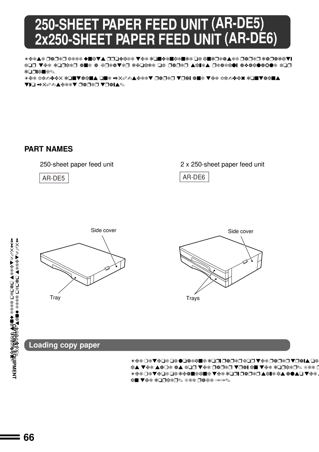 Sharp AR-162, AR-163 operation manual Sheet Paper Feed Unit AR-DE5, Loading copy paper 