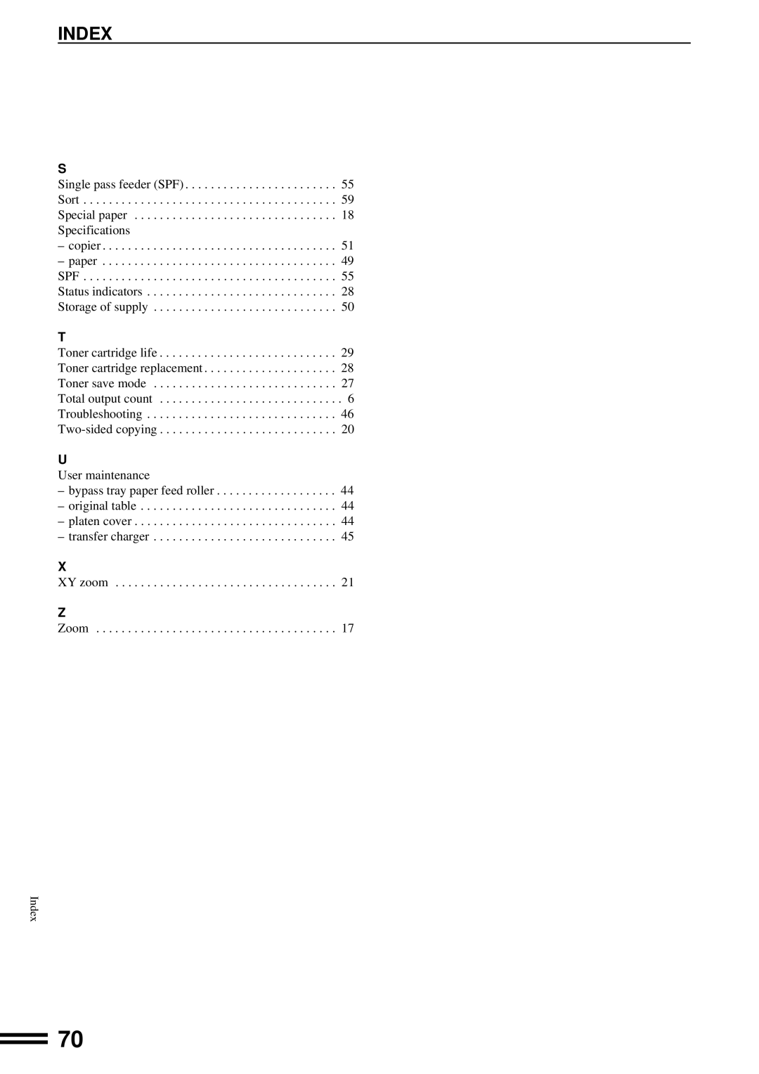 Sharp AR-162, AR-163 operation manual Index 