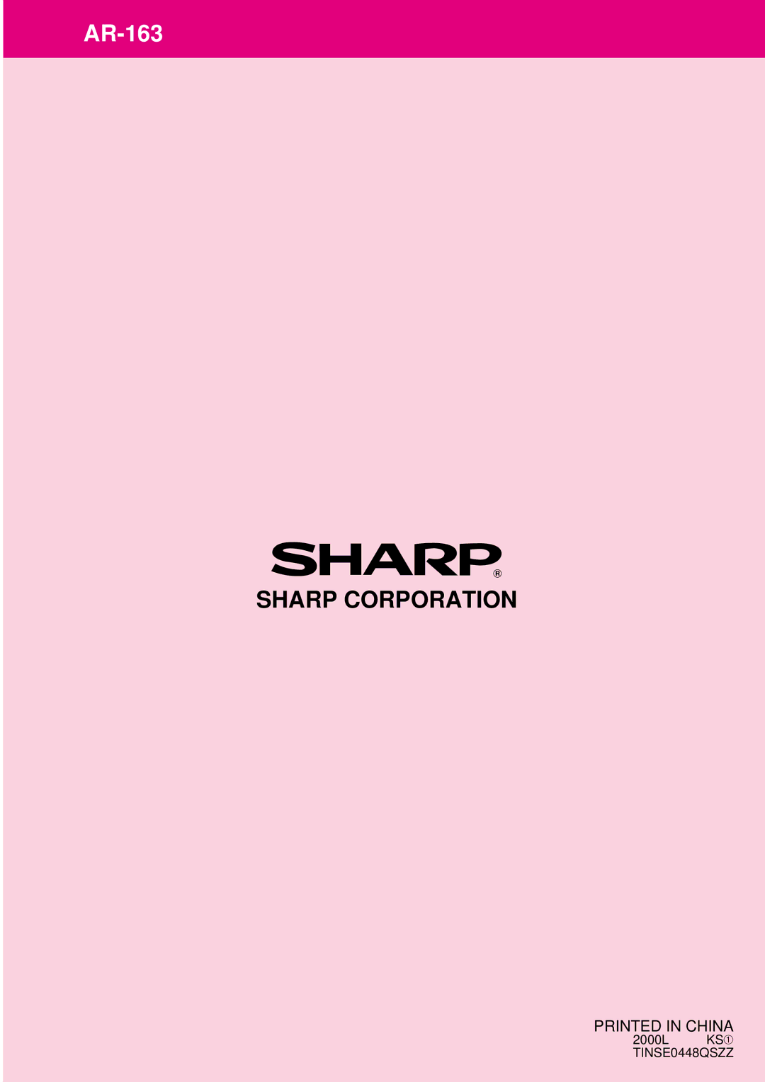 Sharp AR-162, AR-163 operation manual Sharp Corporation 