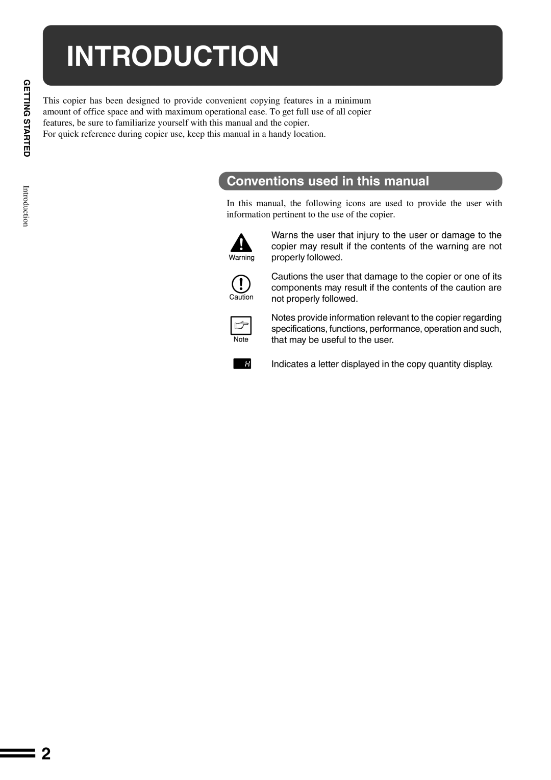 Sharp AR-162S operation manual Introduction, Conventions used in this manual 