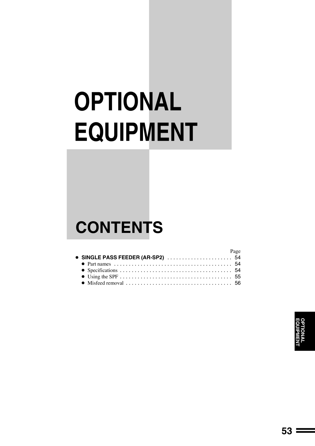 Sharp AR-162S operation manual Optional Equipment 