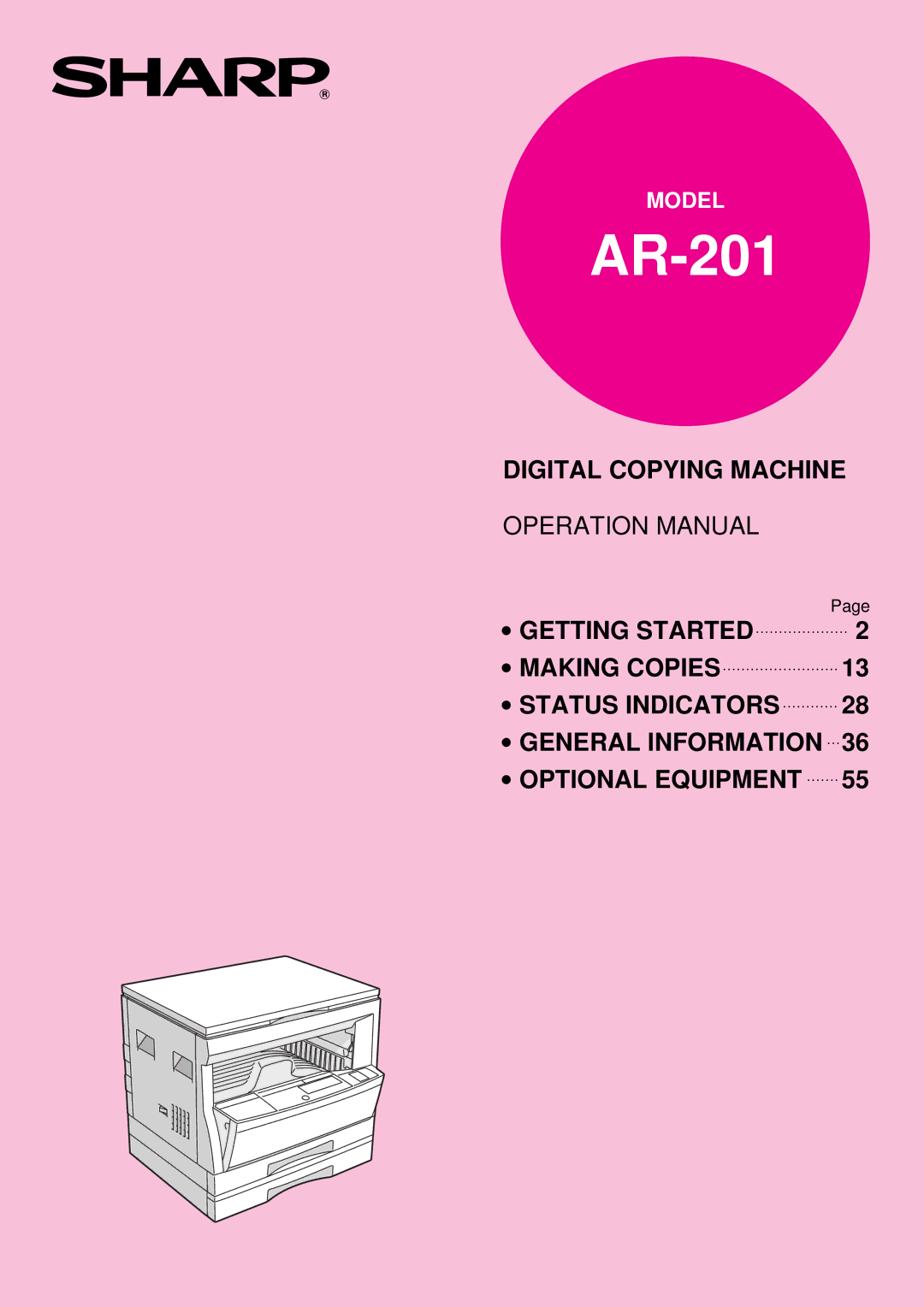 Sharp AR-201 operation manual 