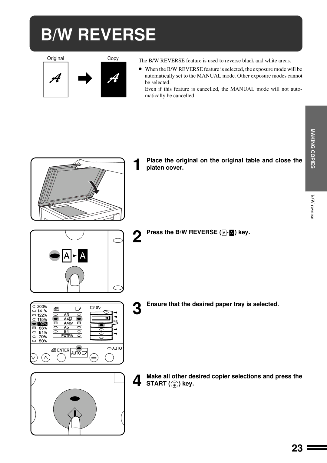 Sharp AR-201 operation manual Reverse 