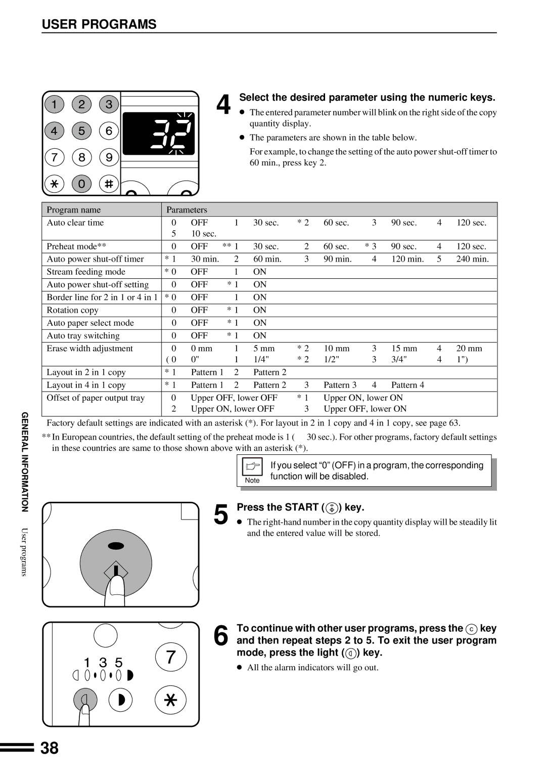 Sharp AR-201 operation manual Select the desired parameter using the numeric keys 