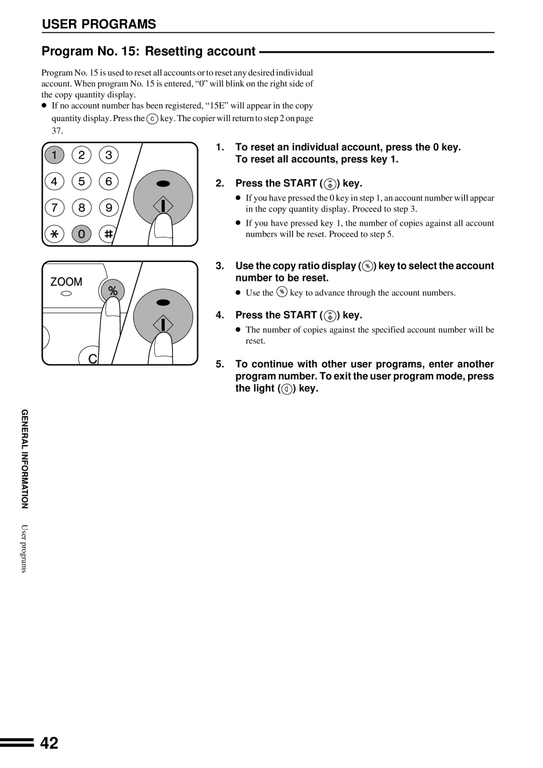 Sharp AR-201 operation manual Program No Resetting account 