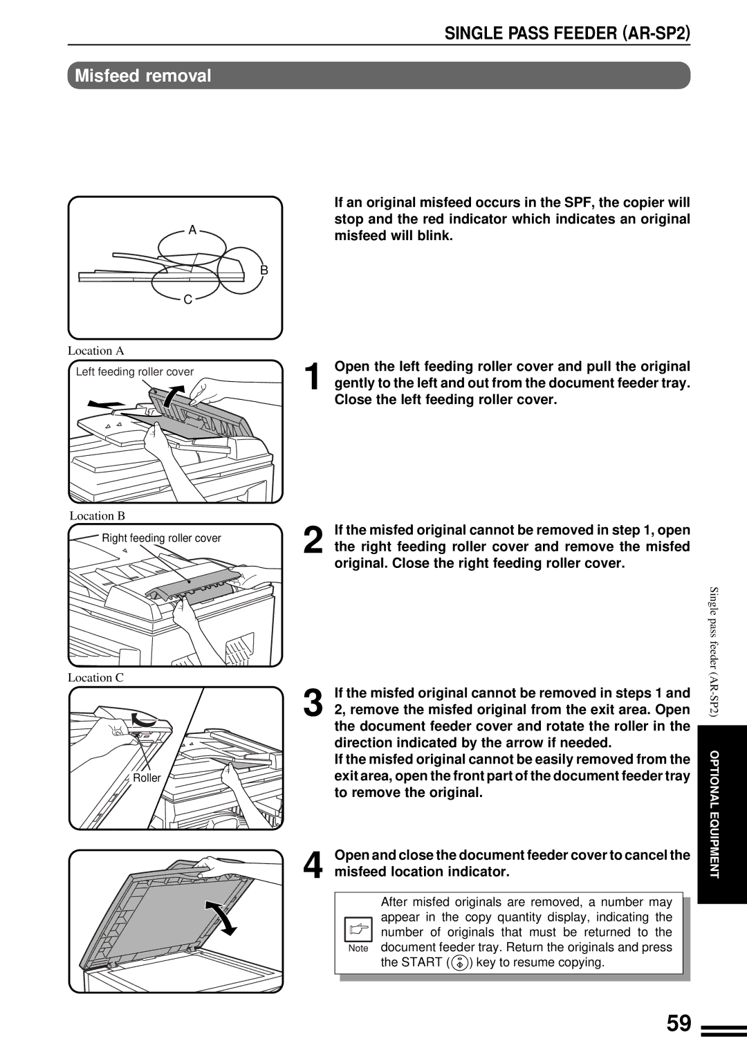 Sharp AR-201 operation manual Misfeed removal 