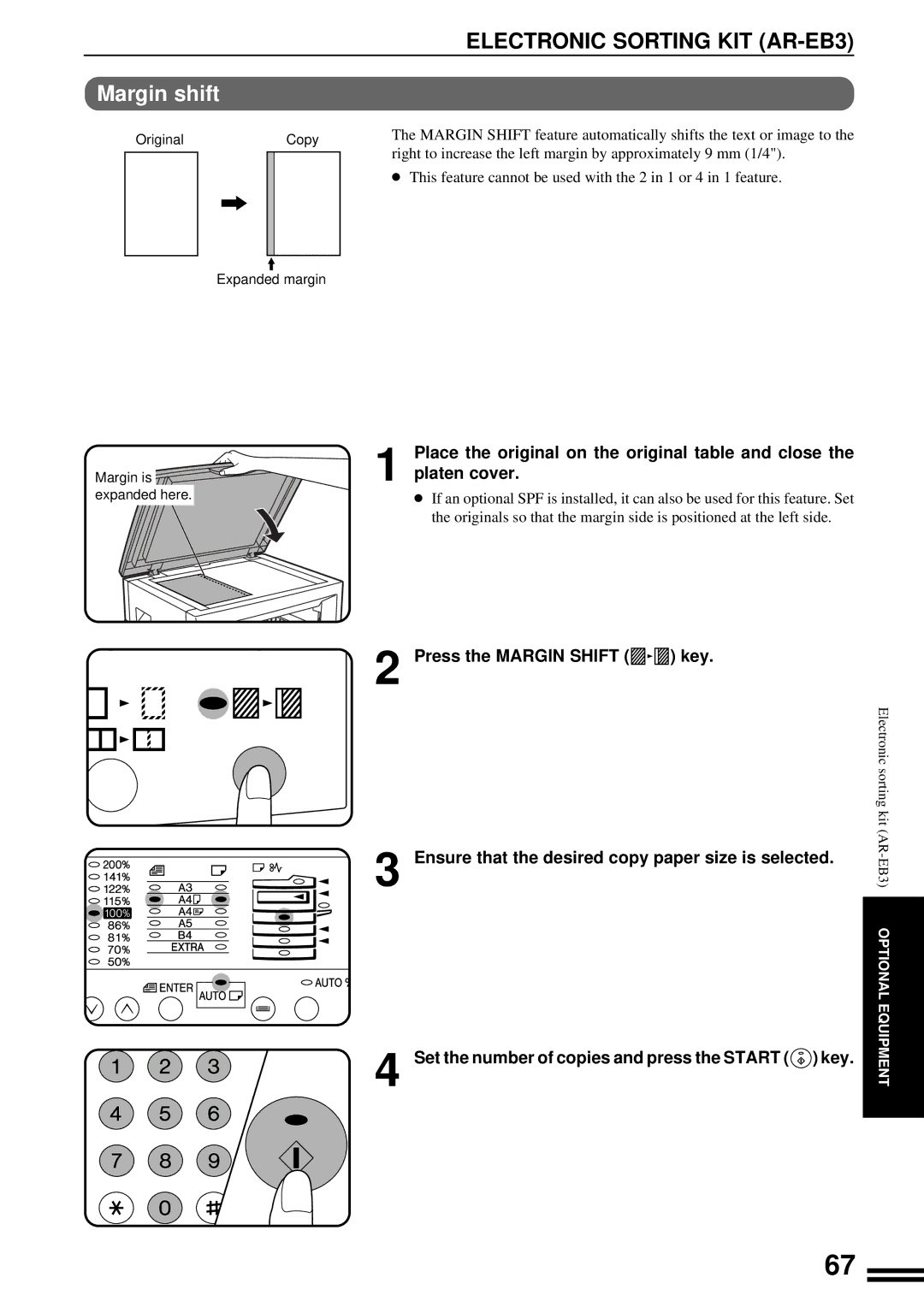 Sharp AR-201 operation manual Margin shift 