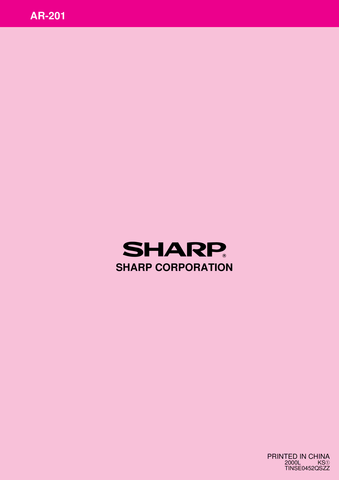 Sharp AR-201 operation manual Sharp Corporation 