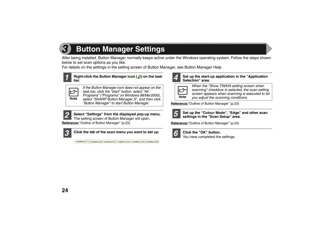 Sharp AR-203E X operation manual Button Manager Settings 