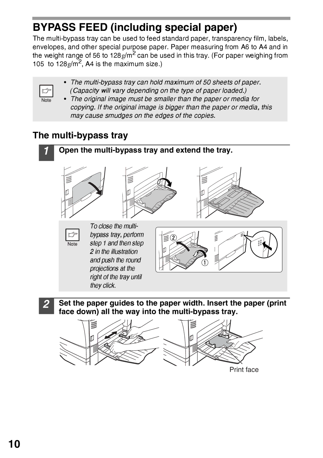 Sharp AR-203E manual Multi-bypass tray, Open the multi-bypass tray and extend the tray 