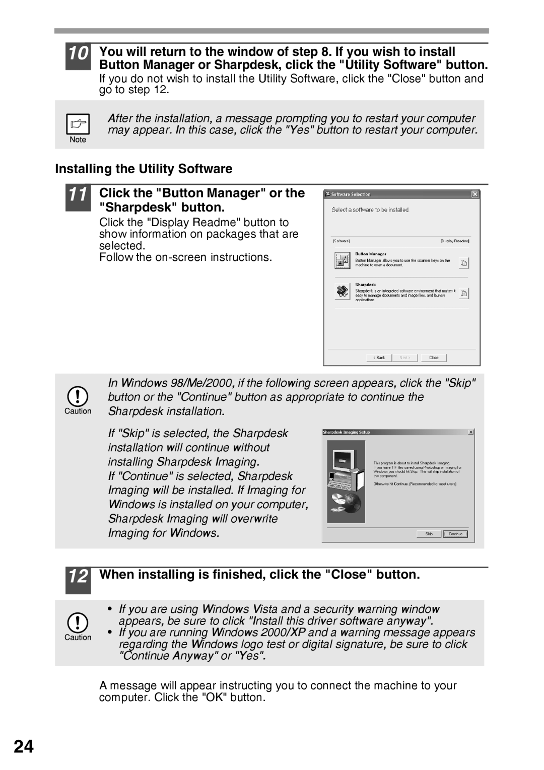 Sharp AR-203E manual When installing is finished, click the Close button 