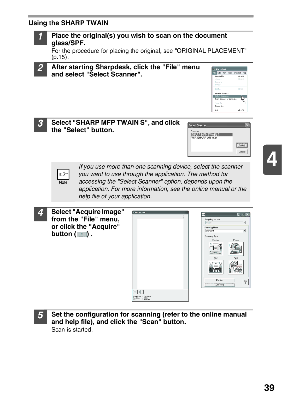 Sharp AR-203E manual Scan is started 