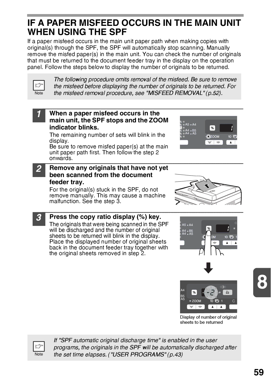 Sharp AR-203E manual Press the copy ratio display % key 