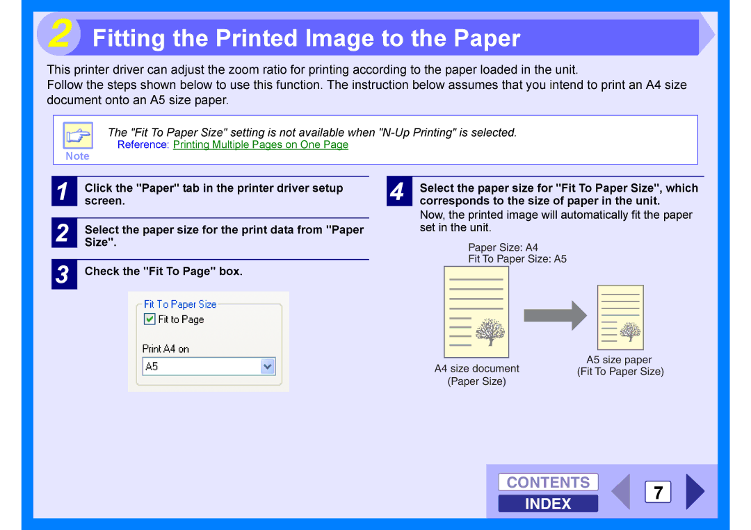 Sharp AR-203E manual Fitting the Printed Image to the Paper, Contents 