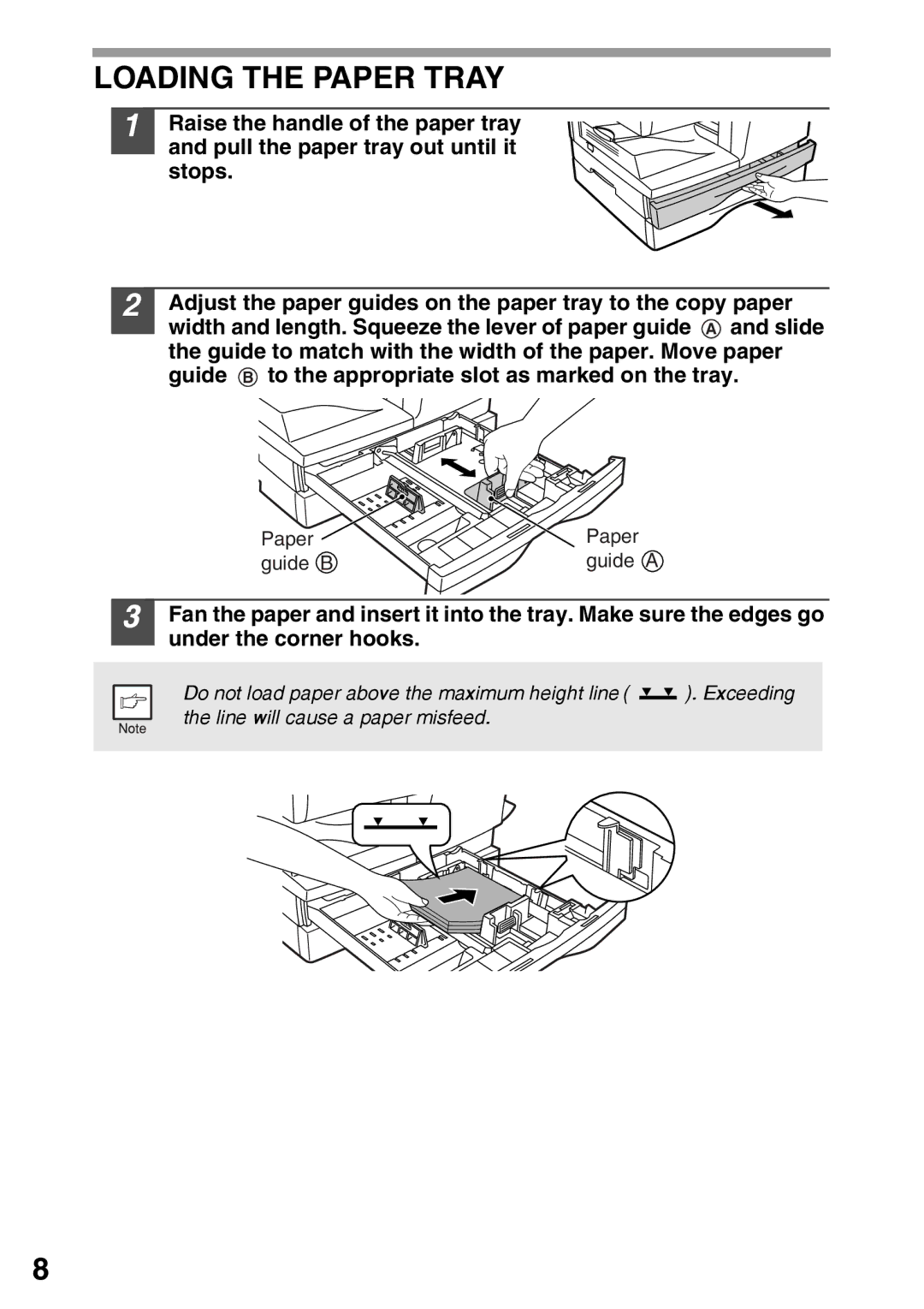 Sharp AR-203E operation manual Loading the Paper Tray 