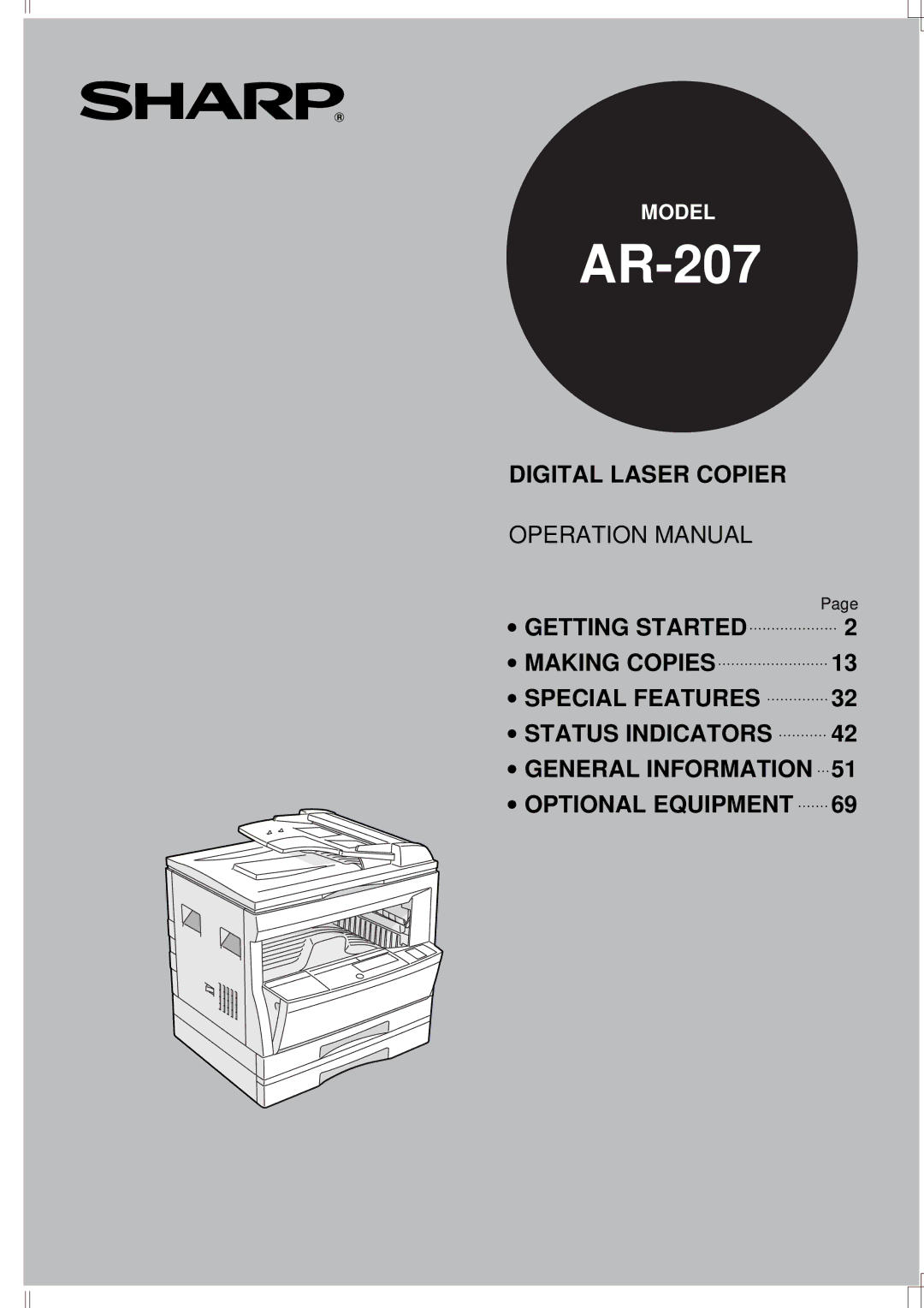 Sharp AR-207 operation manual 