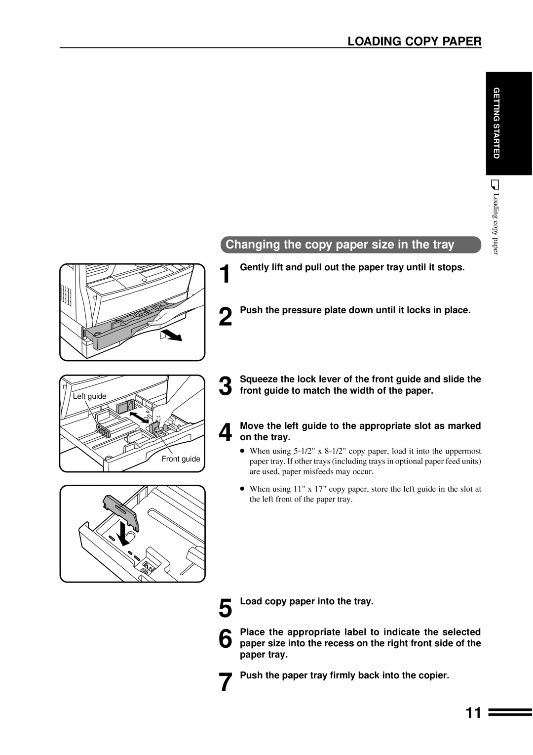 Sharp AR-207 operation manual Loading Copy Paper 