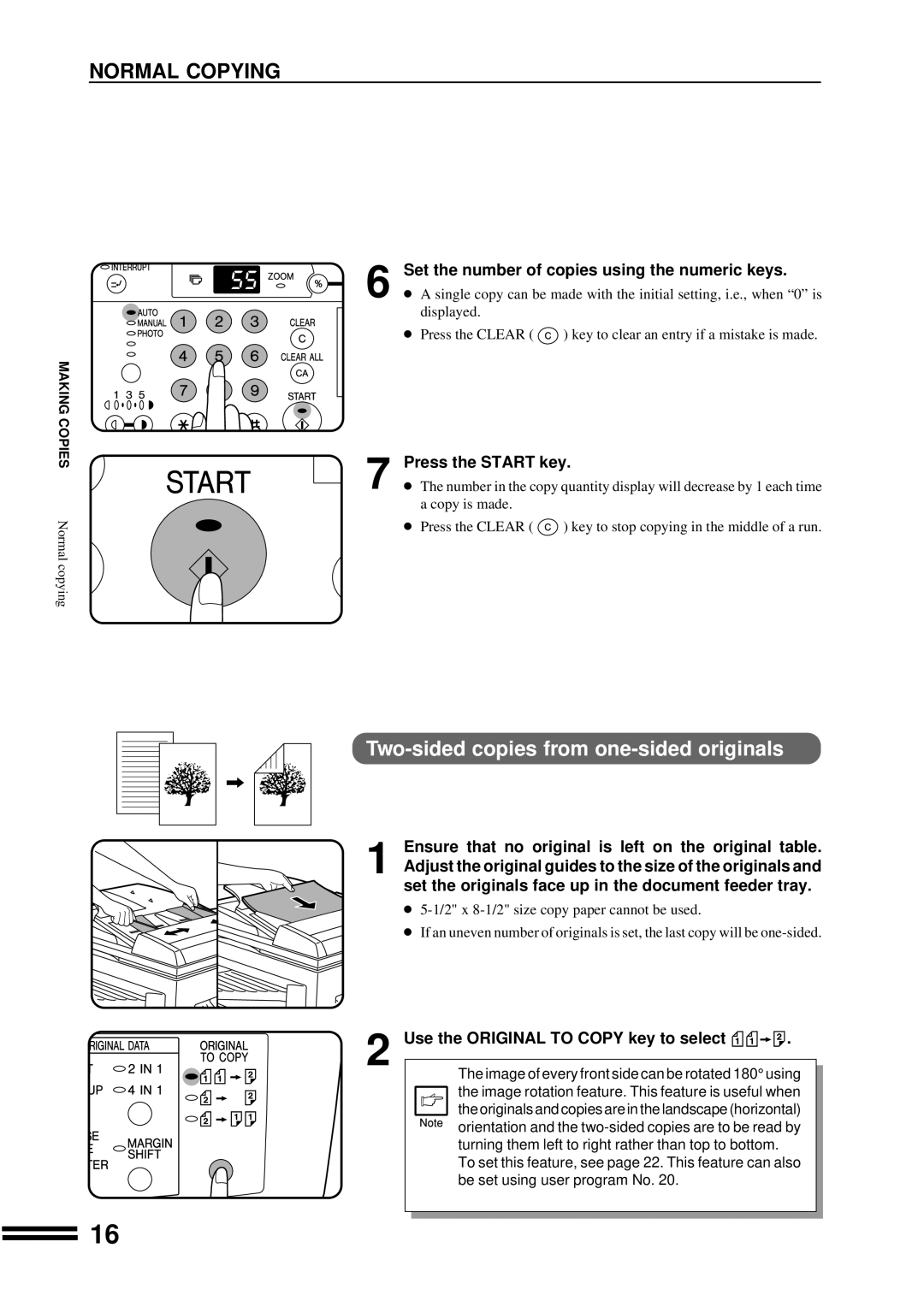 Sharp AR-207 operation manual Two-sided copies from one-sided originals, Set the number of copies using the numeric keys 