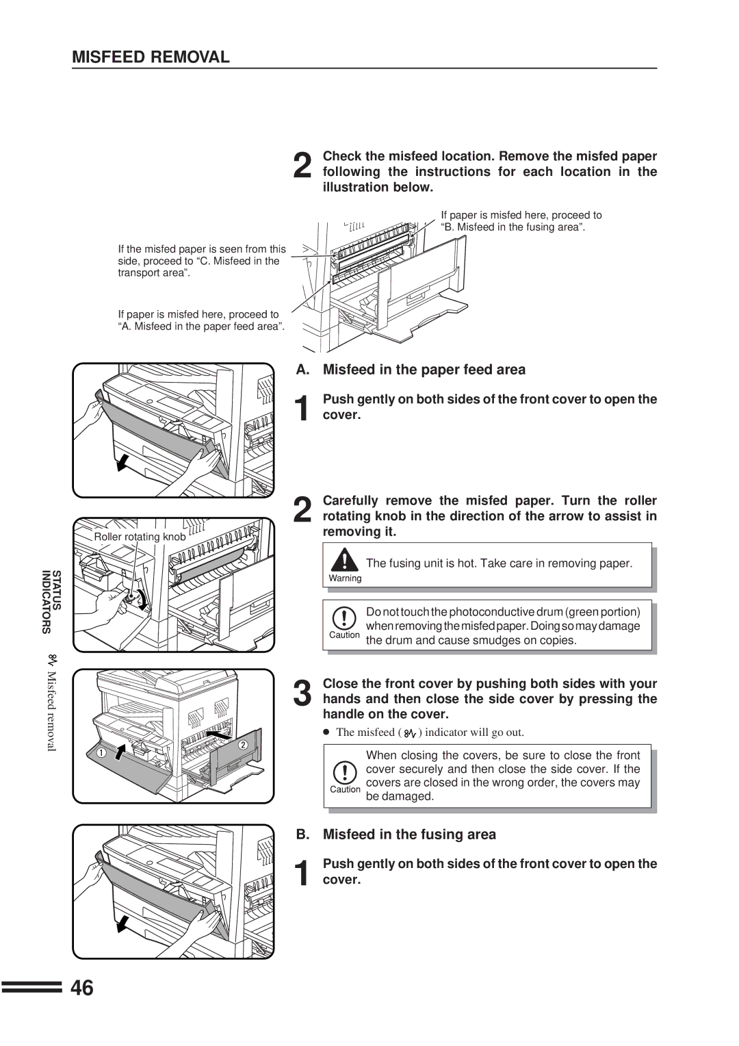 Sharp AR-207 operation manual Removing it, Push gently on both sides of the front cover to open Cover 