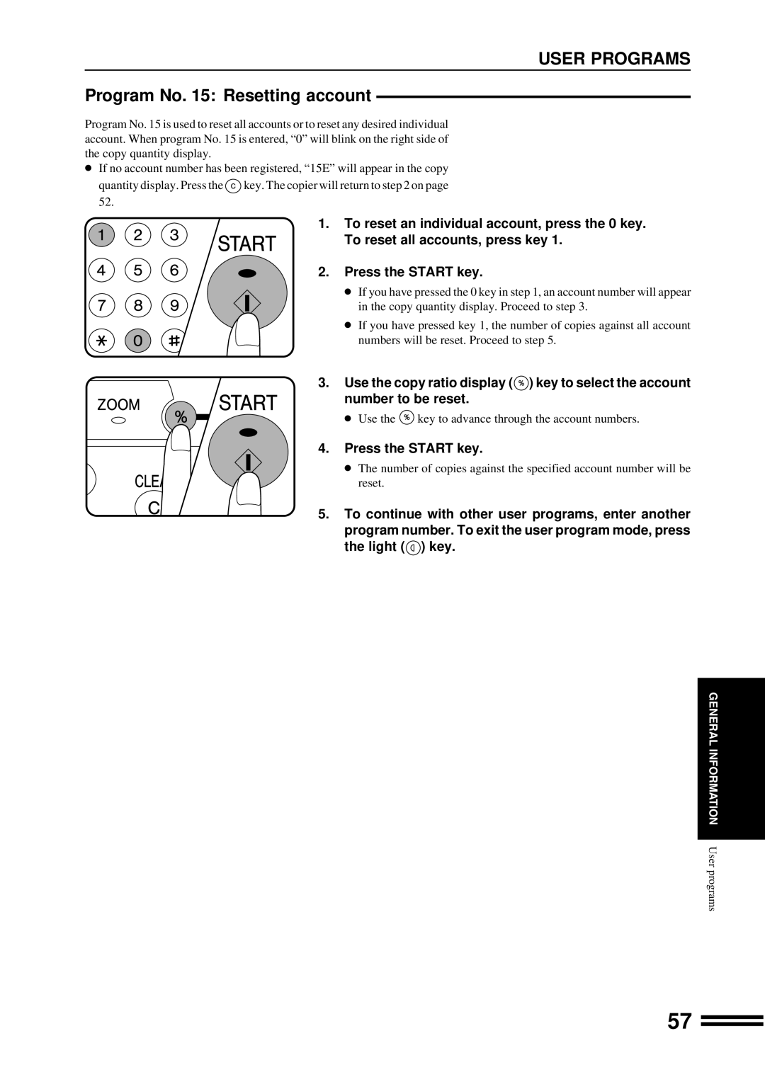 Sharp AR-207 operation manual Program No Resetting account 