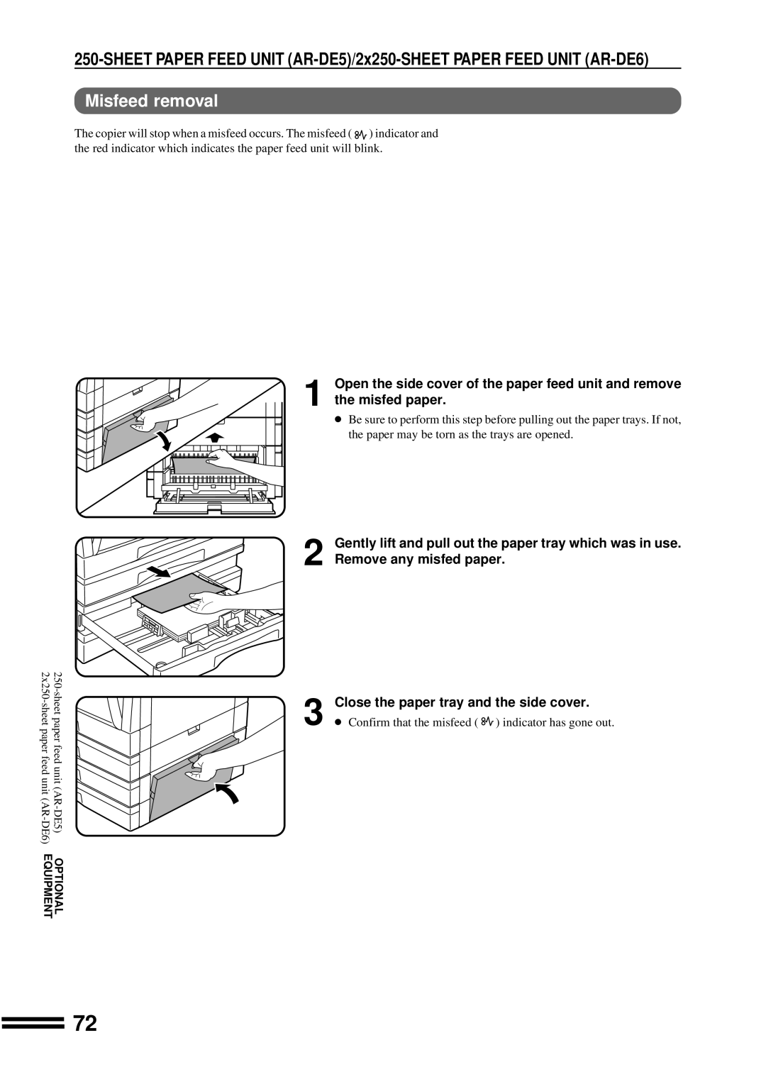 Sharp AR-207 operation manual Misfeed removal 