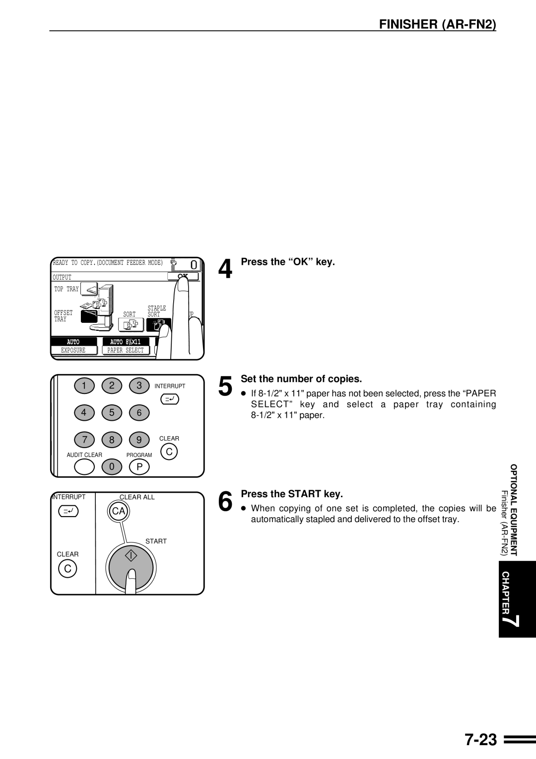 Sharp AR-287 manual Set the number of copies, Press the OK key 