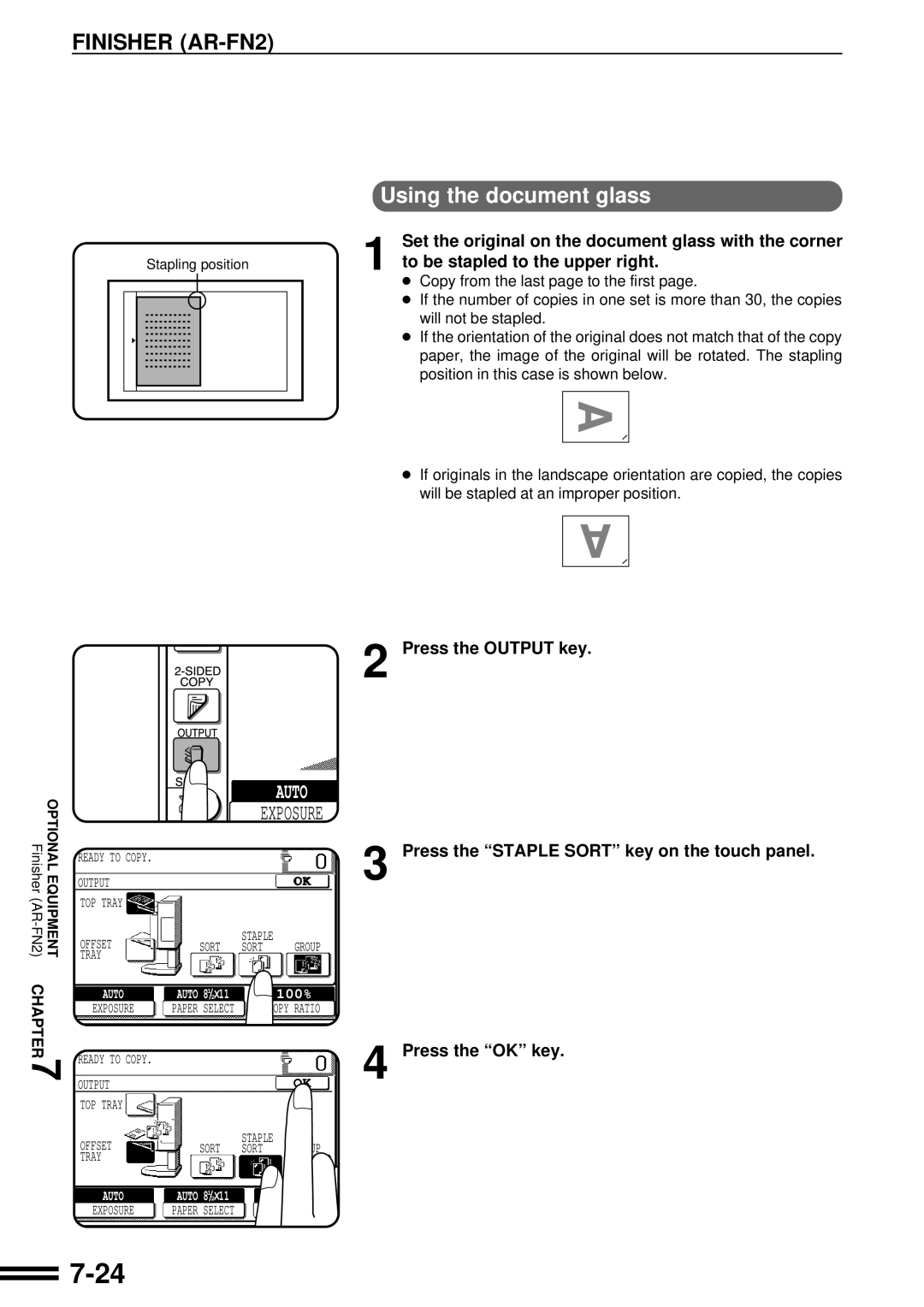 Sharp AR-287 manual Using the document glass 