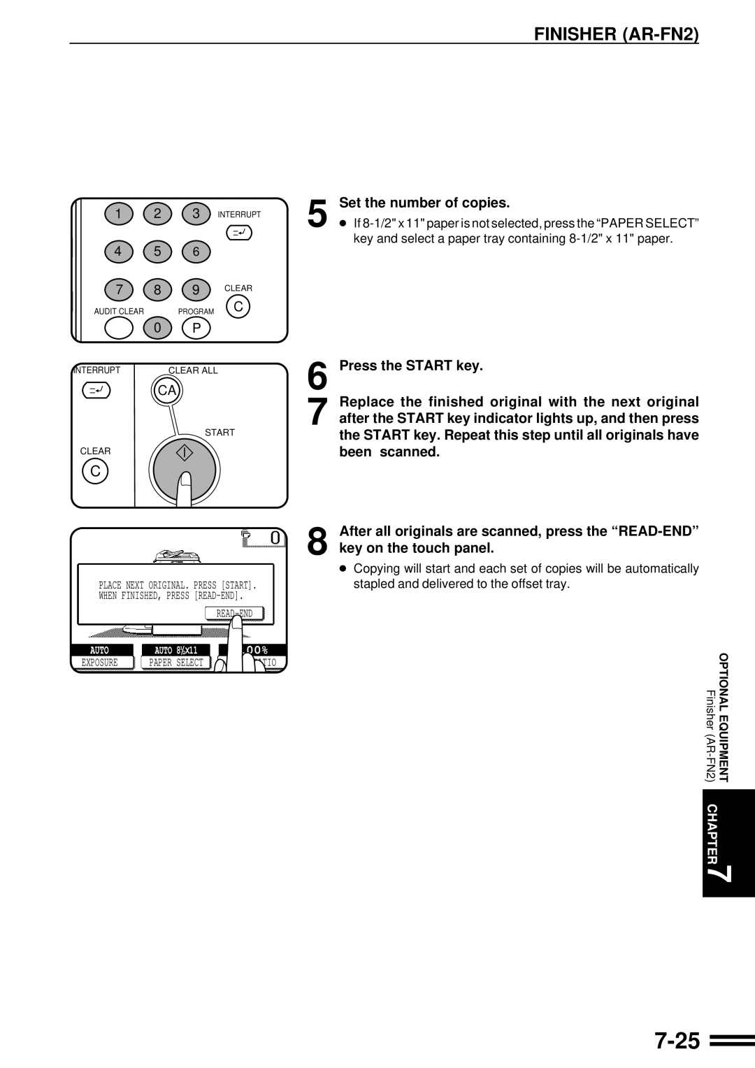 Sharp AR-287 manual Exposure Paper Select Copy Ratio 