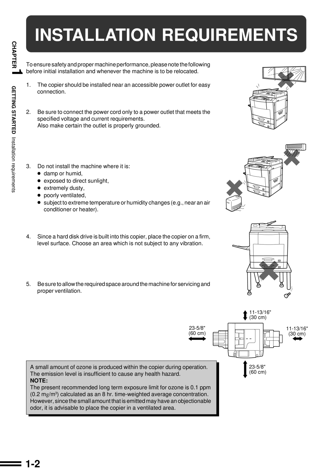 Sharp AR-287 manual Installation Requirements 