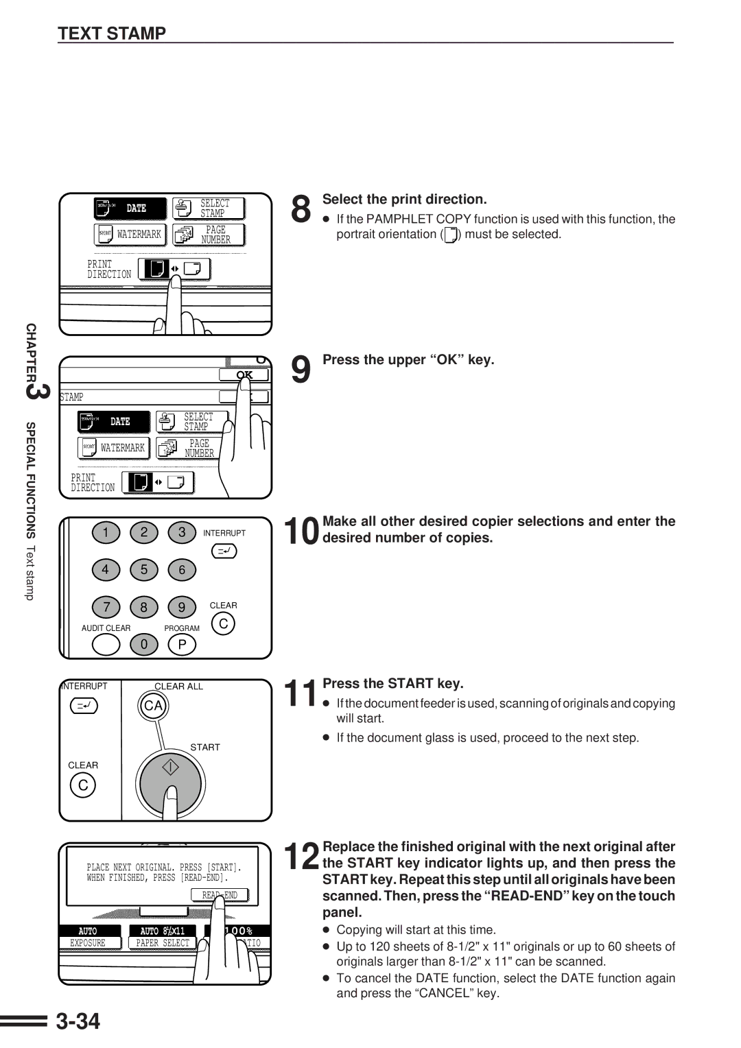 Sharp AR-287 manual Select the print direction, Press the upper OK key 