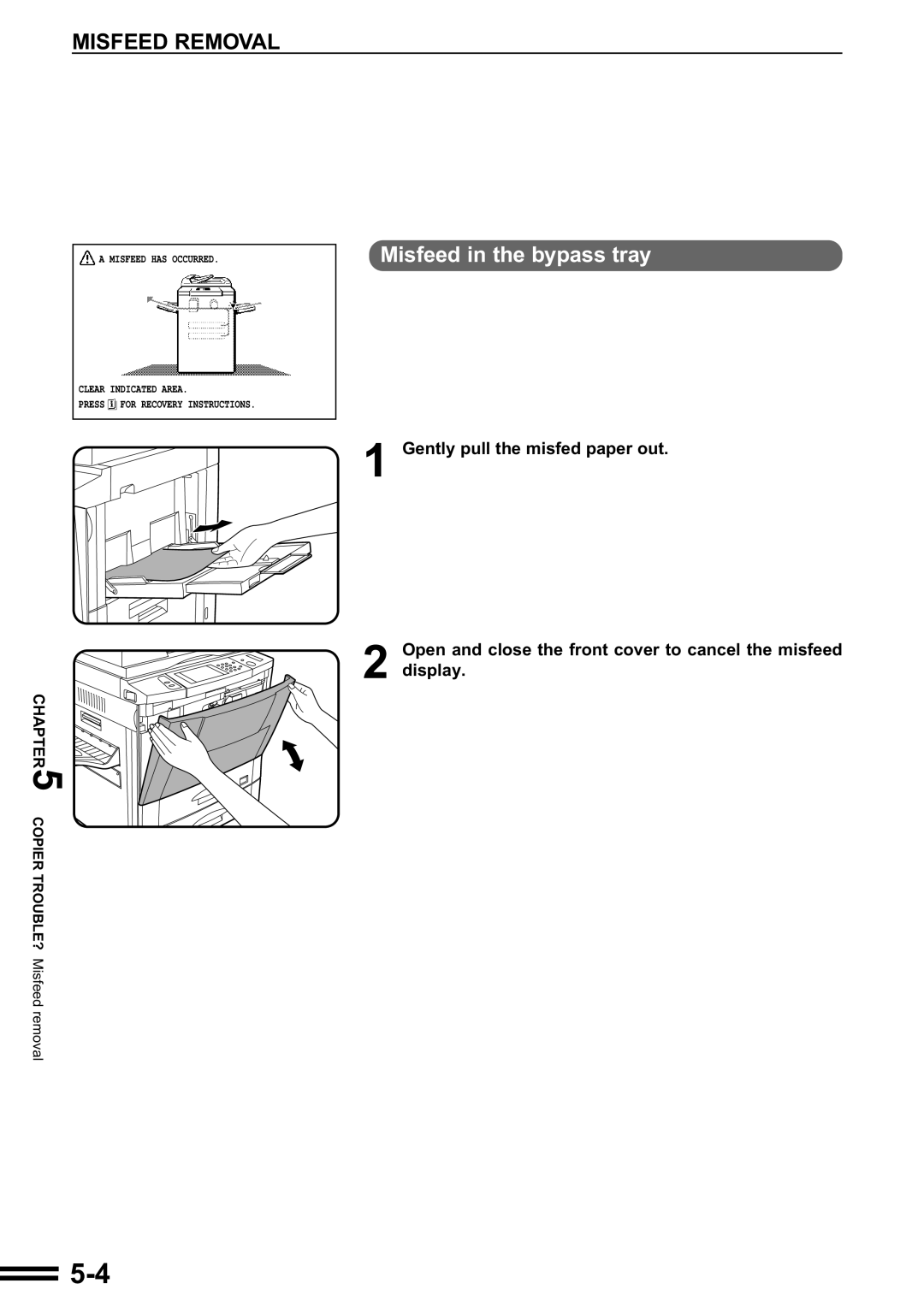 Sharp AR-287 manual Misfeed in the bypass tray 