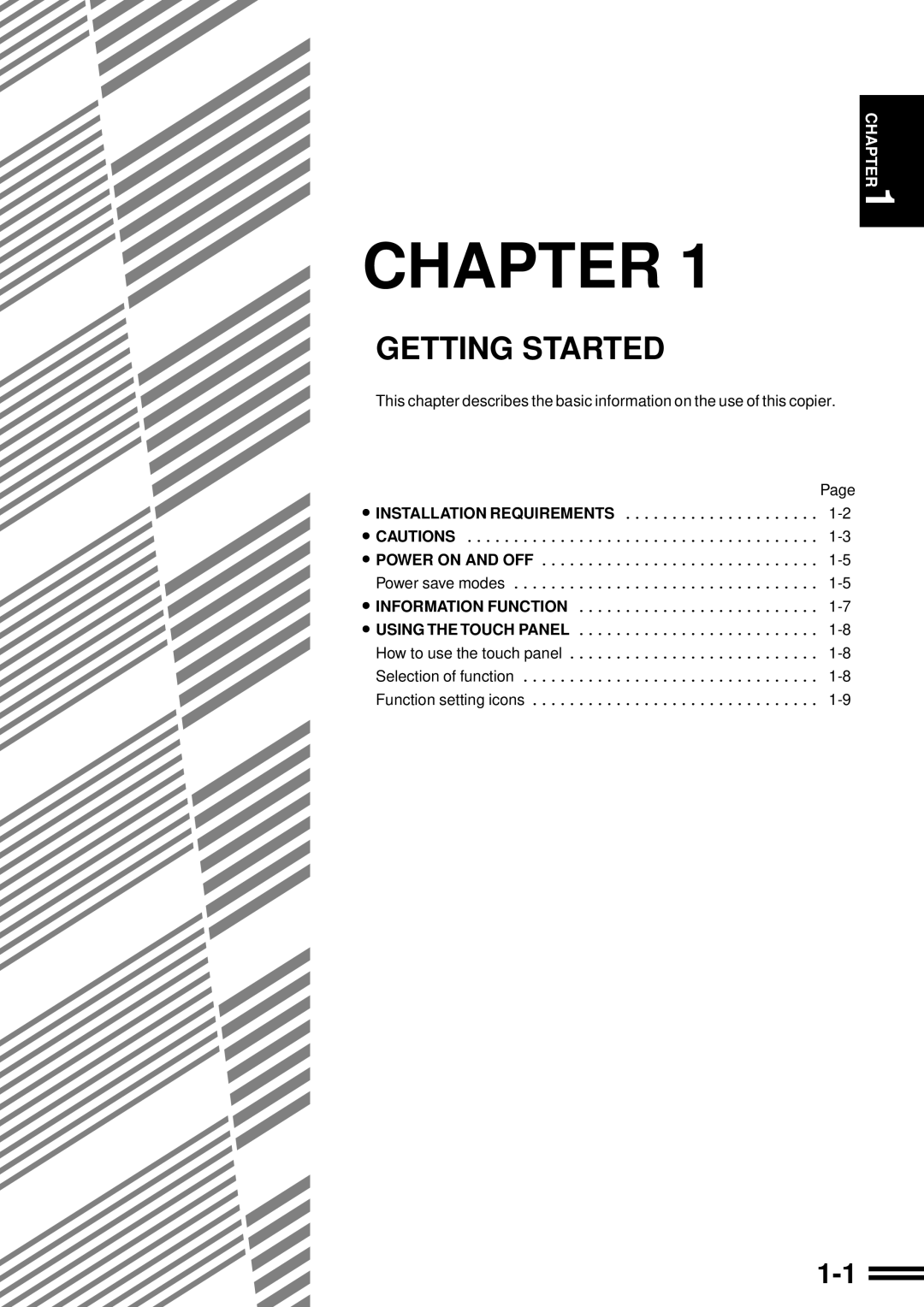 Sharp AR-287 manual Chapter, Getting Started, Installation Requirements 